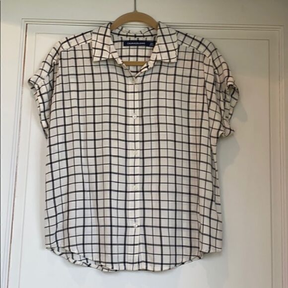 Nice Boxy Cap Sleeve Button Front Top - Picture 1 of 4